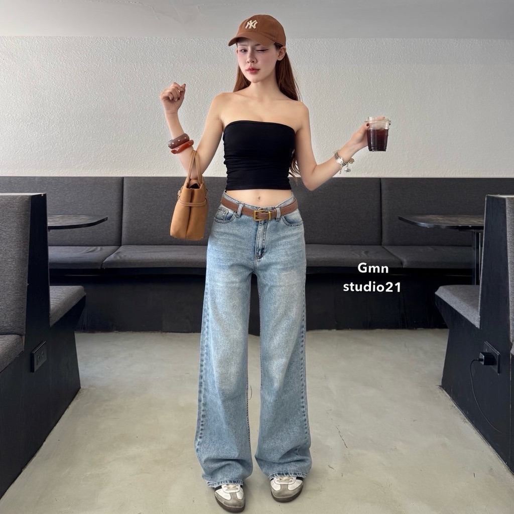 Chu-5kg กางเกงยีนส์ขากระบอกกลาง ผ้านุ่ม ใส่สบาย กางเกงยีนส์ผู้หญิง ราคา ถูกที่สุด ดีลบีเคเค แกลเลอรีภาพที่ 6