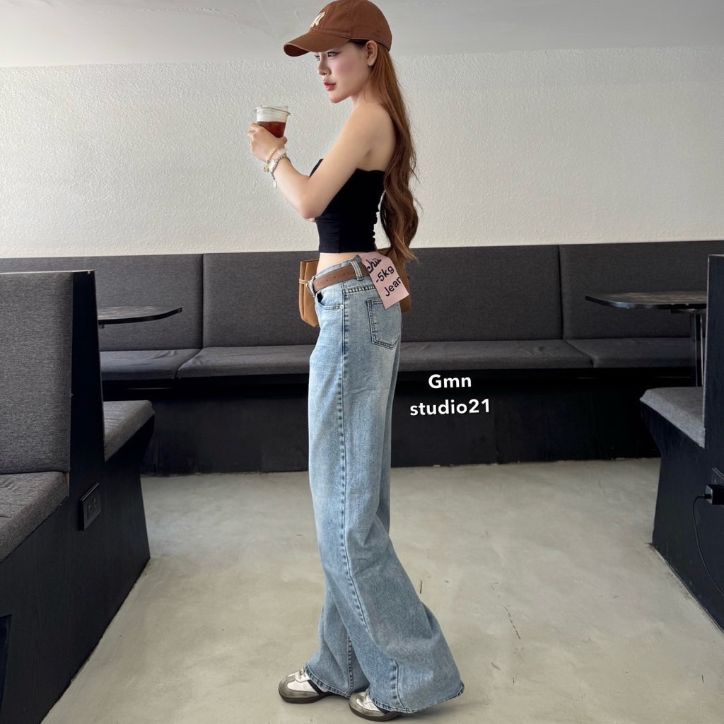 Chu-5kg กางเกงยีนส์ขากระบอกกลาง ผ้านุ่ม ใส่สบาย กางเกงยีนส์ผู้หญิง ราคา ถูกที่สุด ดีลบีเคเค แกลเลอรีภาพที่ 7