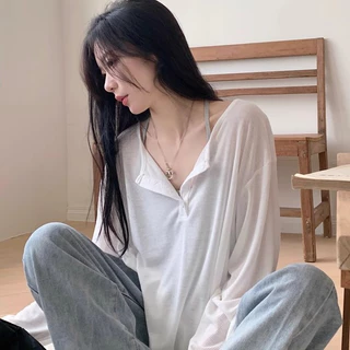 เสื้อกันเเดด เสื้อยืดเเขนยาว ผ้านิ่ม ผ้าลื่น ใส่เย็นสดชื้น ใส่กับสายเดี่ยว