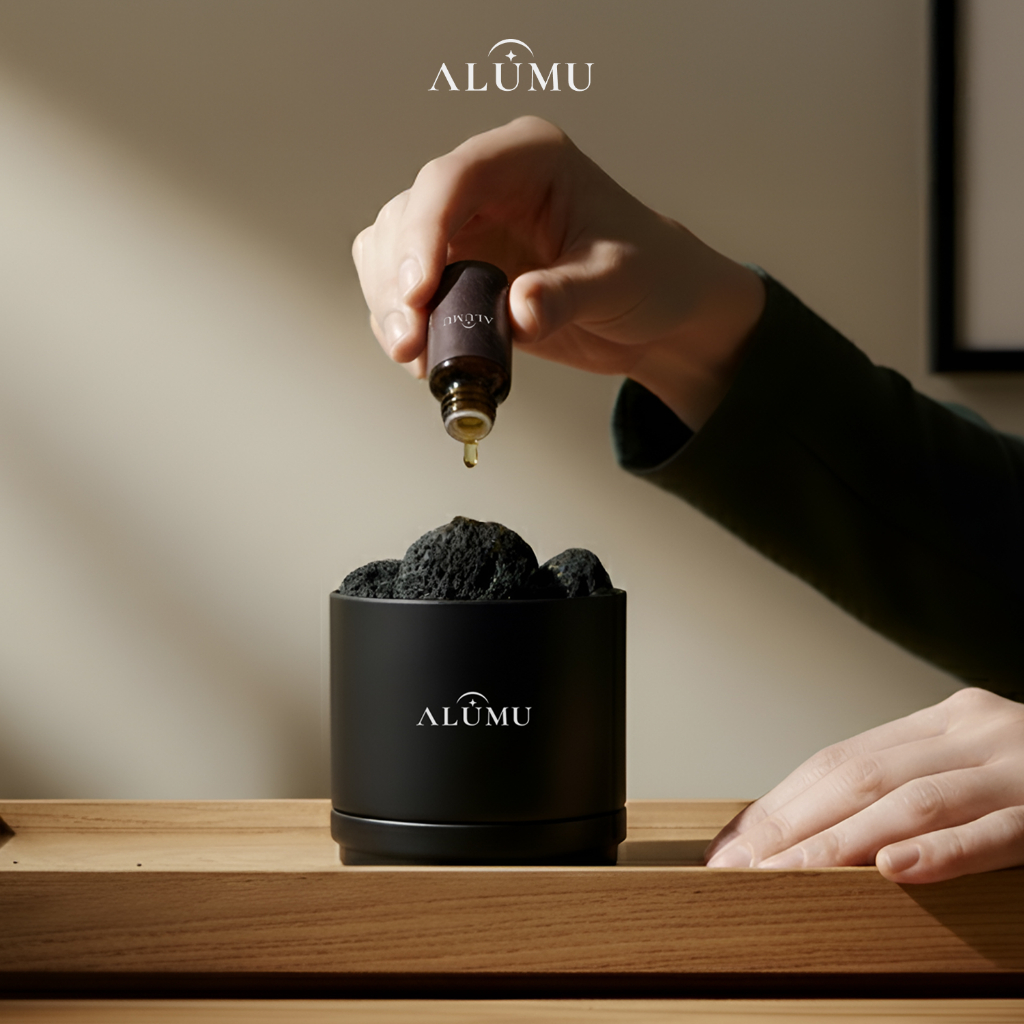ALUMU หินภูเขาไฟพร้อมนํ้ามันหอมระเหย - LAVA STONE DIFFUSER WITH AROMA OIL