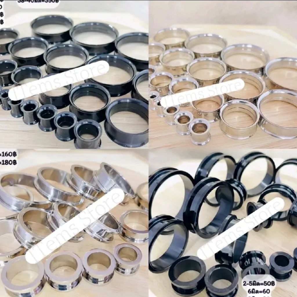 (1ข้าง)ต่างหูear expander earrings ตาไก่/ปากแตร/พลาสติกทึบขยายหูแกนก้าน2-30มิล
