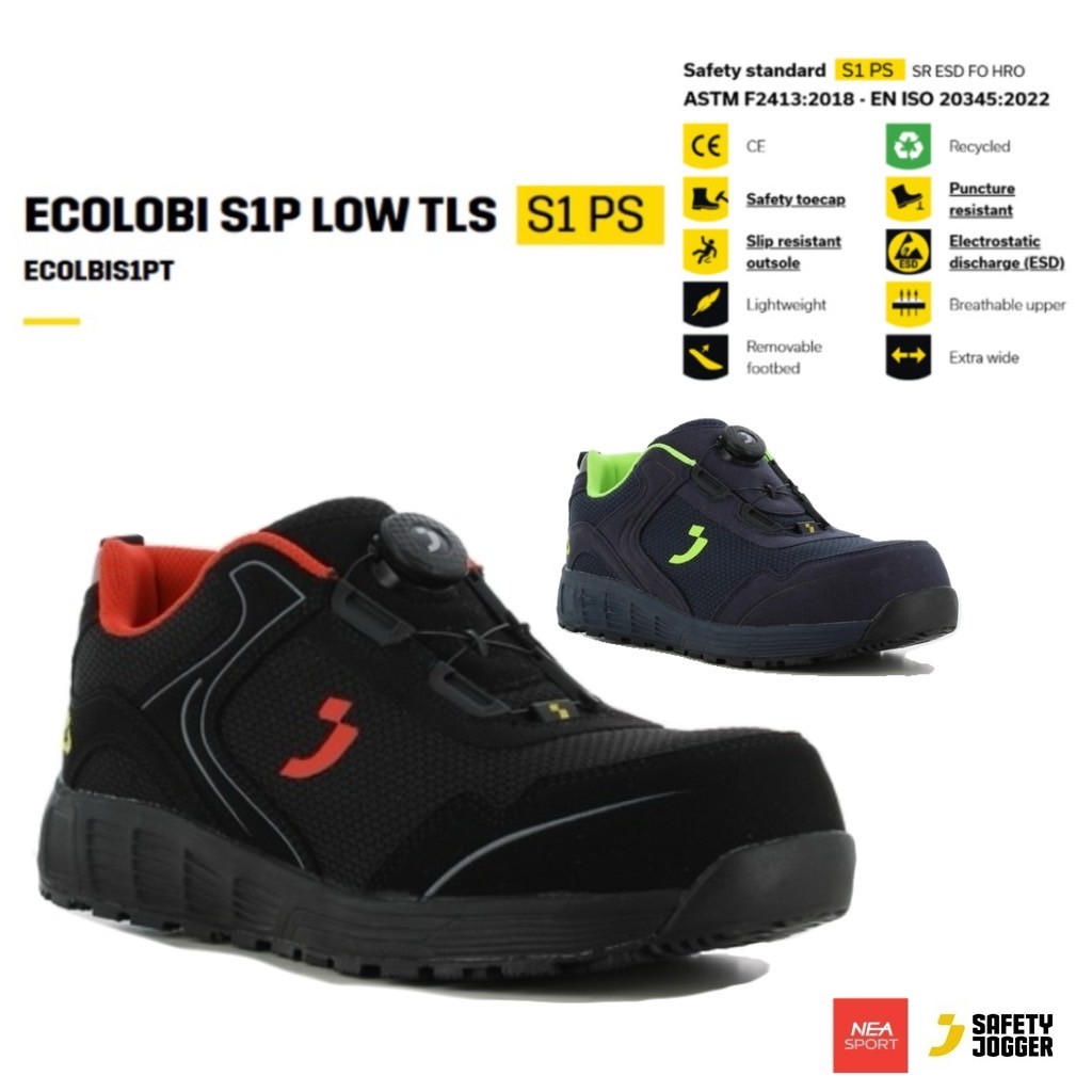 [ร้านนี้ Safety สุด] SAFETY JOGGER - ECOLOBI S1P LOW TLS รองเท้าเซฟตี้ Metal free หัวคอมโพสิท พื้นกันทะลุ