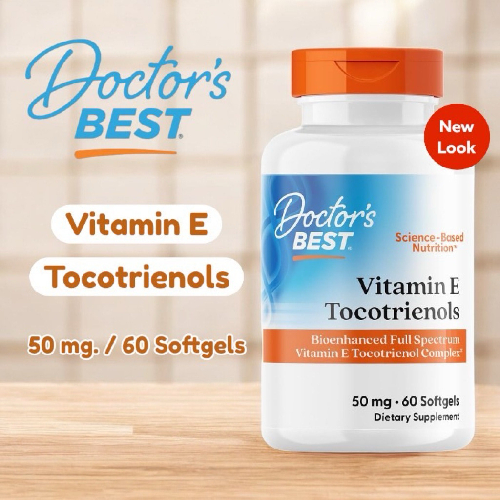 ✅พร้อมส่ง⭐️วิตามินอี Doctor’s Best, Vitamin E Tocotrienols, 50 mg, 60 เม็ด