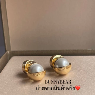 ต่างหู ไข่มุก มิว ด้านหลังต่างหูปั้มMAKE IN ITAYL แป้นปั้มชื่อแบรนด์