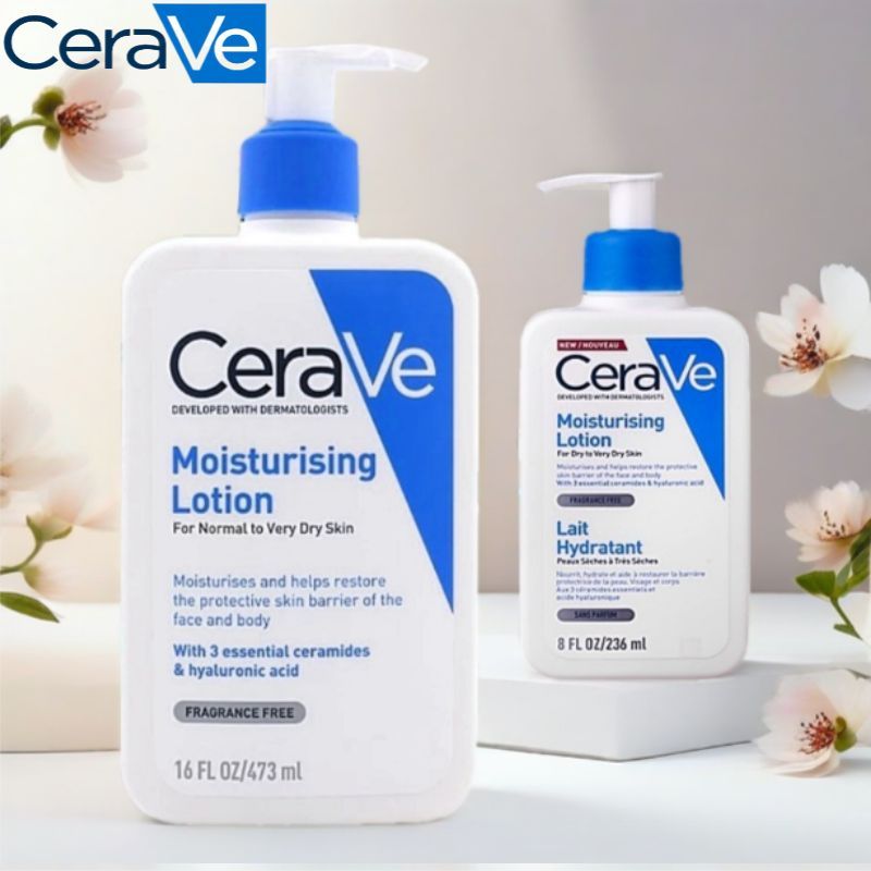CeraVe Moisturising Lotion ໂລຊັນບຳລຸງຜິວ 236/473ml ສຳລັບຜິວທຳມະດາ-ແຫ້ງຫຼາຍ ເນື້ອບາງ ບໍ່ໜັກ