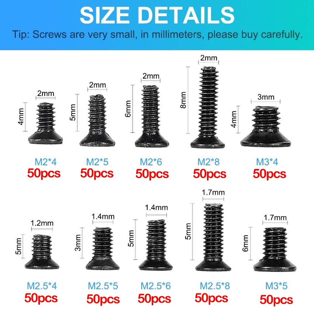 500ชิ้นมินิกล่องสกรู-18ประเภทdiy-คอมพิวเตอร์ประกอบเปลี่ยนสกรู-แล็ปท็อปซ่อมสกรูชุด-โน๊ตบุ๊คมินิหัวแบนโลหะสกรูชุด - รูปที่ 2