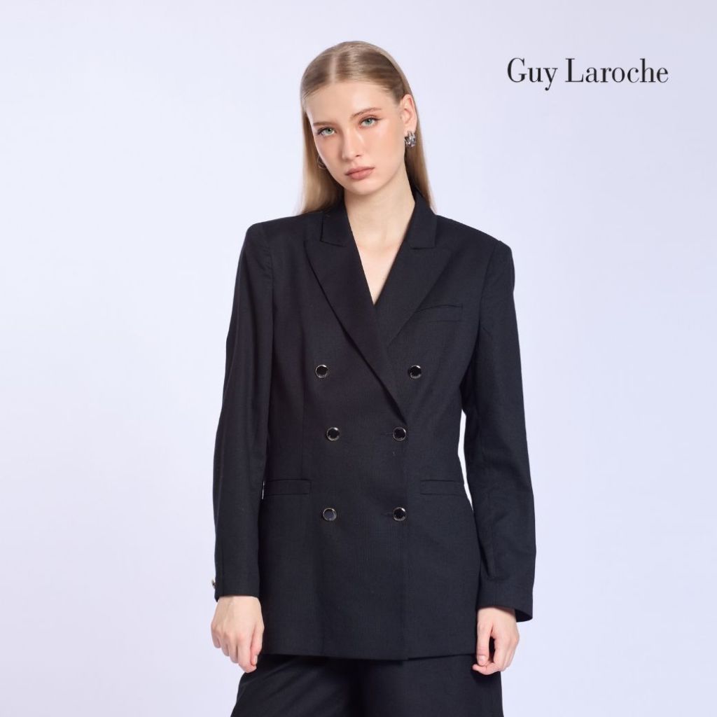 Guy Laroche สูททำงาน รี-ลูป พีแอลซี รีไซเคิล เบลเซอร์ แขนยาว ทรงหลวม สีดำ G9Y2BL
