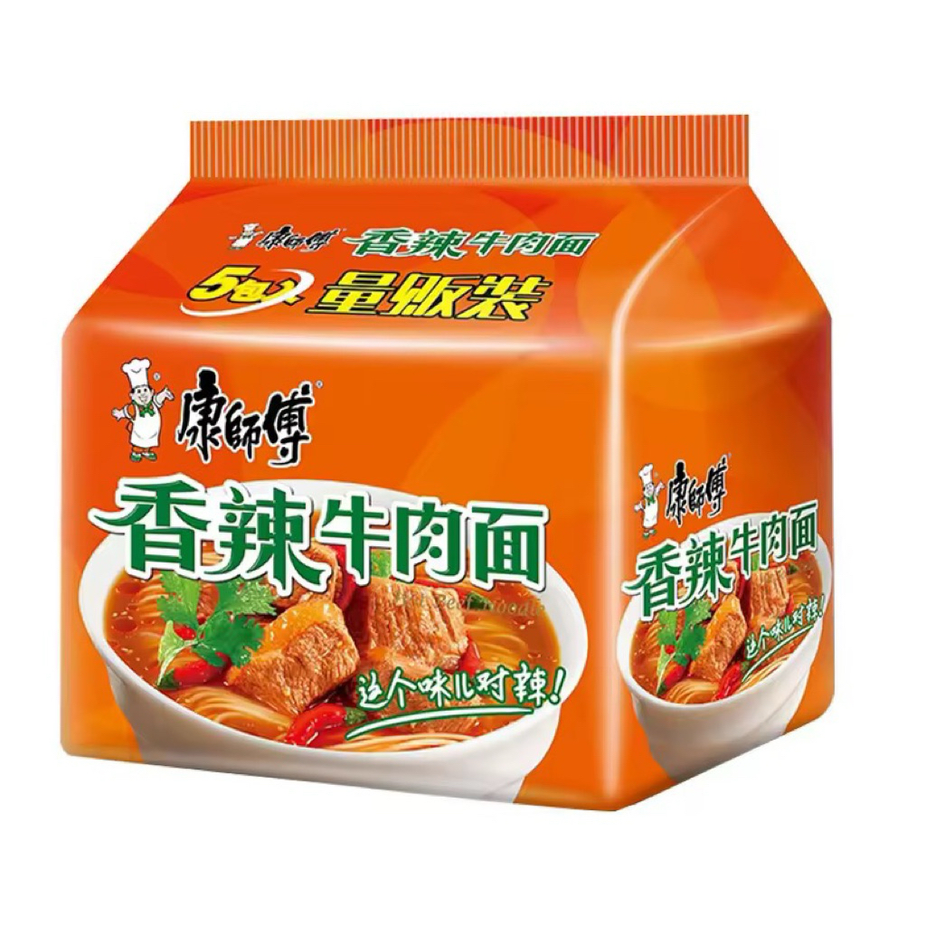 KANG SHI FU บะหมี่กึ่งสำเร็จรูป รสเนื้อตุ๋นสูตรเผ็ด แพค 5 ซอง