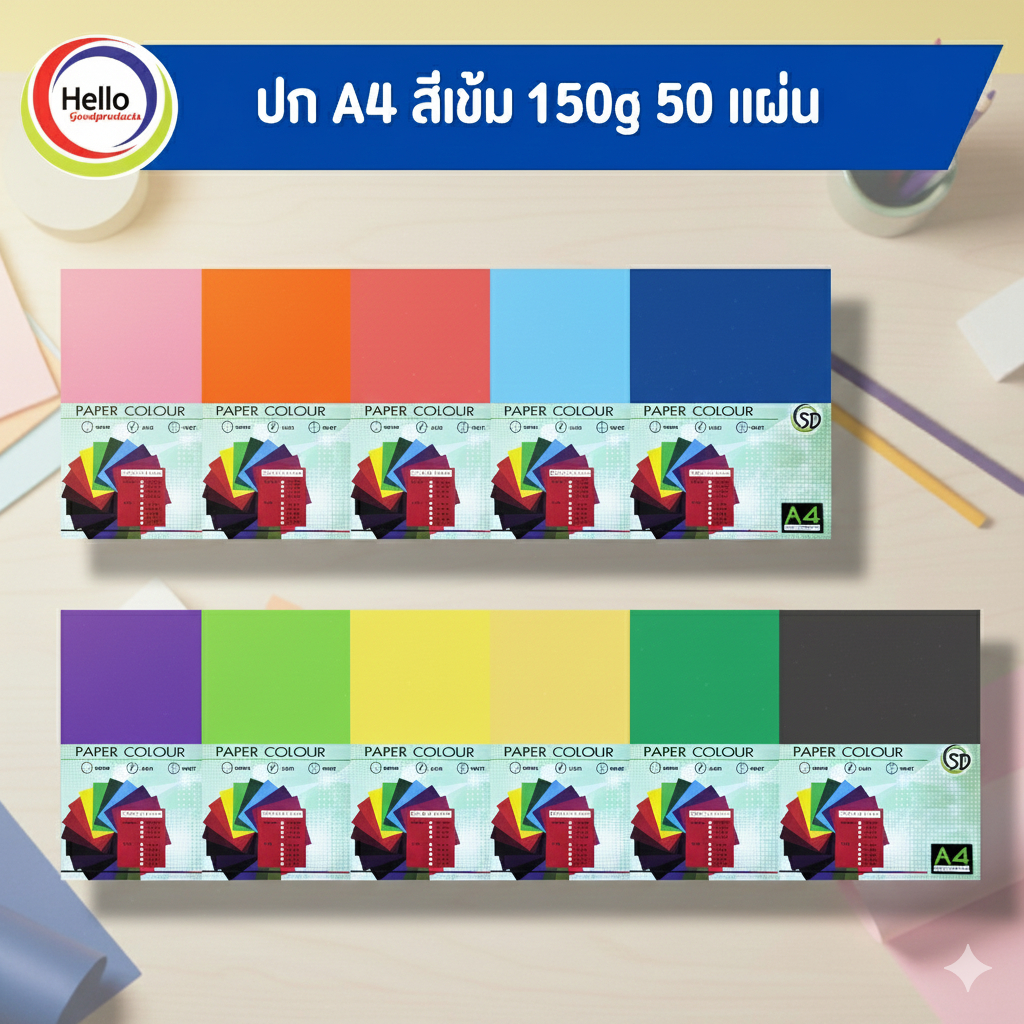กระดาษสีเข้ม ปก A4 150 แกรม 50 แผ่น SD กระดาษ