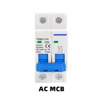 เล็กสวิตช์แบตเตอรี่เบรกเกอร์ พลังงานแสงอาทิตย์ 2P DC MCB1000VAC 400V 63A สําหรับระบบPhotovoltaicPV