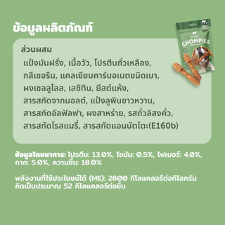 Dr. Shiba Chompies ขนมขัดฟันสุนัข จำนวน 5 ชิ้นต่อซอง ชิ้นละ 20 กรัม (รวมทั้งหมด 100 กรัม) เหมาะสำหรับสุนัข 9 เดือนขึ้นไป