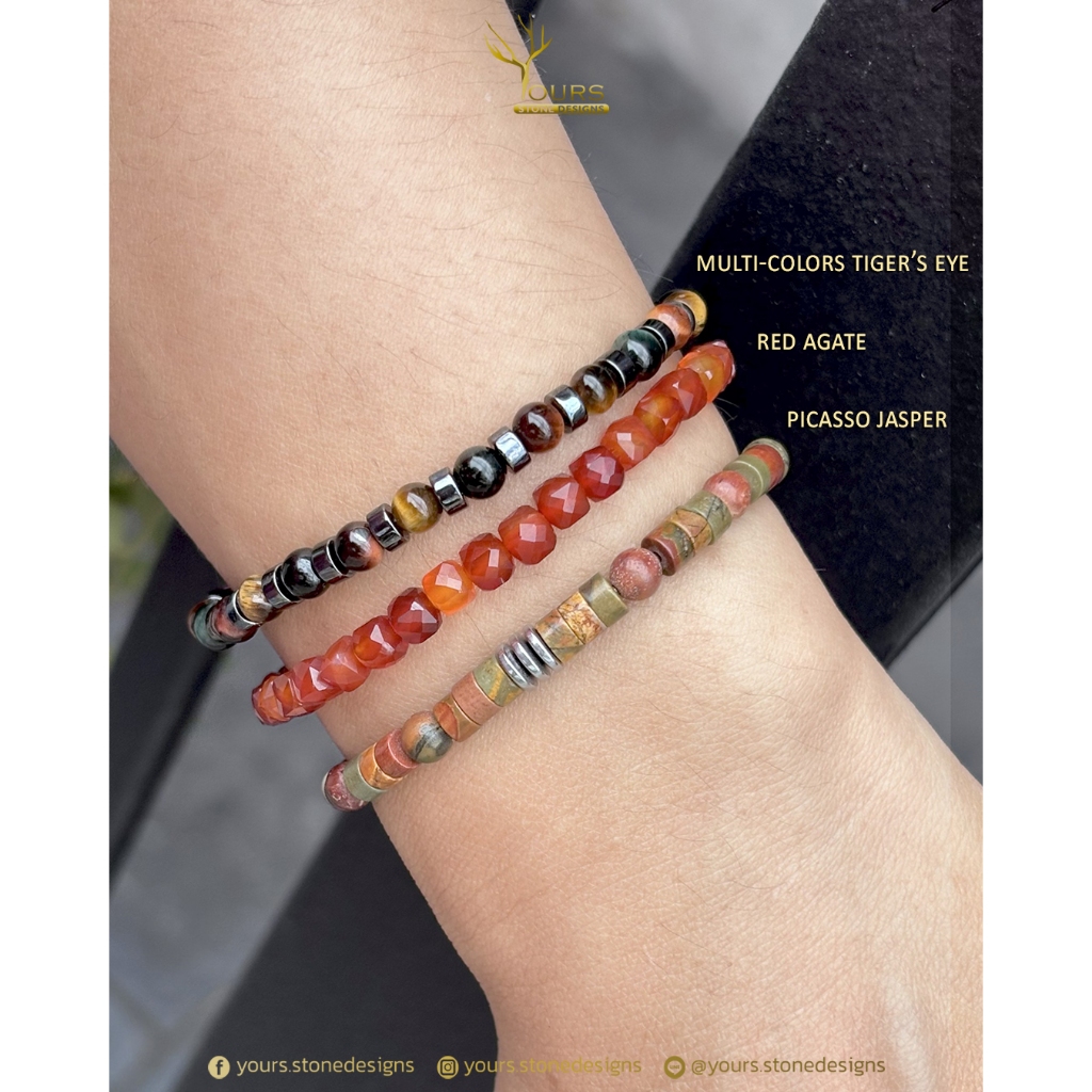 ซื้อเป็นเซ็ต..ถูกกว่า!!! สร้อยข้อมือหินธรรมชาติแท้100% หินนำโชค หินมงคล