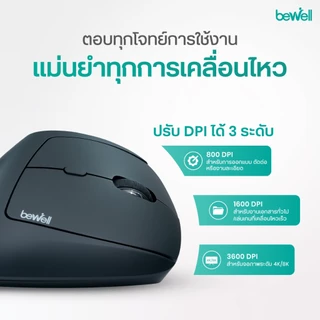 Bewell เมาส์ไร้สายแนวตั้ง ถนัดมือทุกการคลิก ลดปวดข้อมือ สำหรับคนมือเล็ก รับประกัน 1 ปี