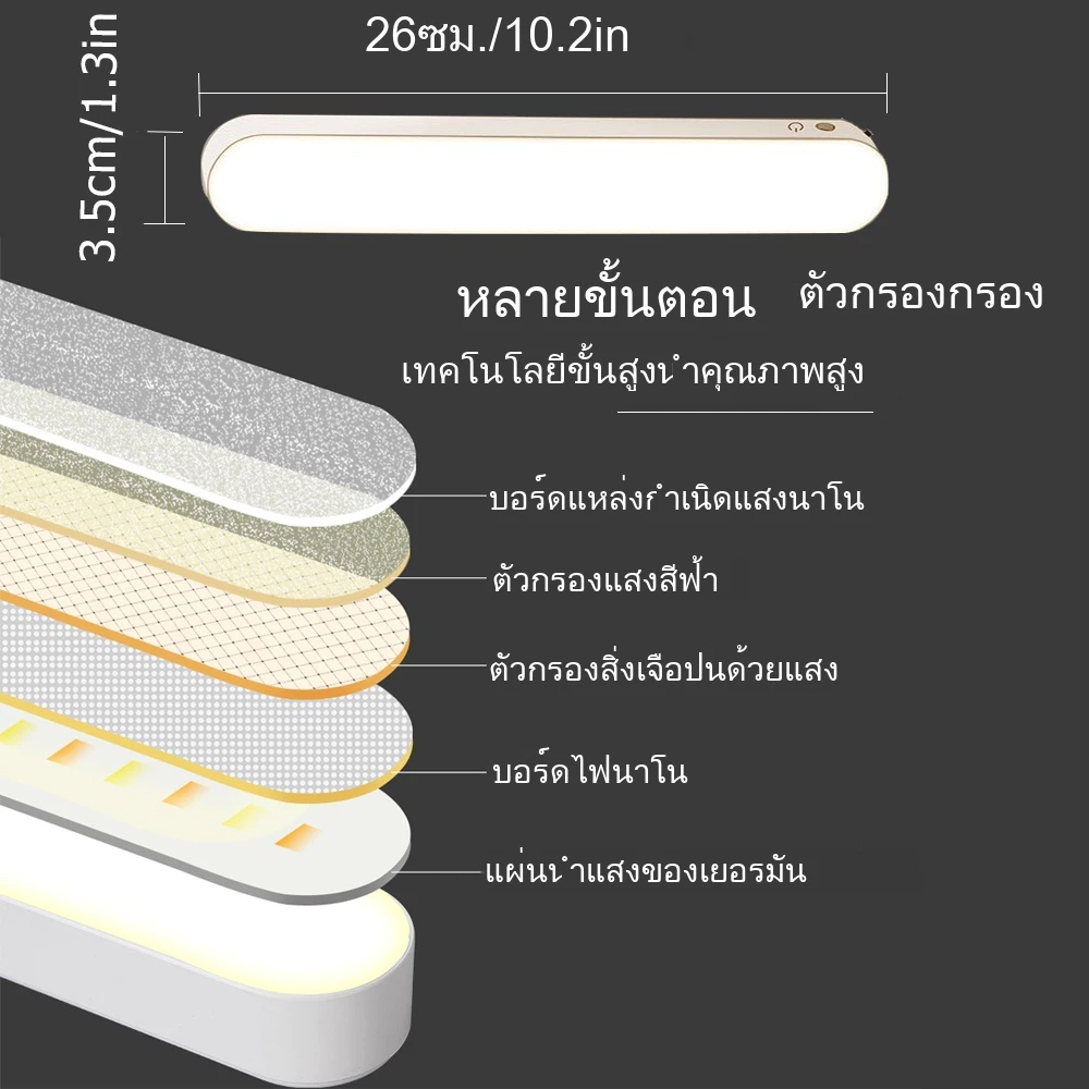 โคมไฟตั้งโต๊ะ เปิดได้ 3แสงTable lamp ไฟแม่เหล็ก ไฟอ่านหนังสือ ไฟLED USBไฟแต่งห้อง ไฟledไฟ5vไฟติดห้อง  26cm Table lamp - รูปที่ 4
