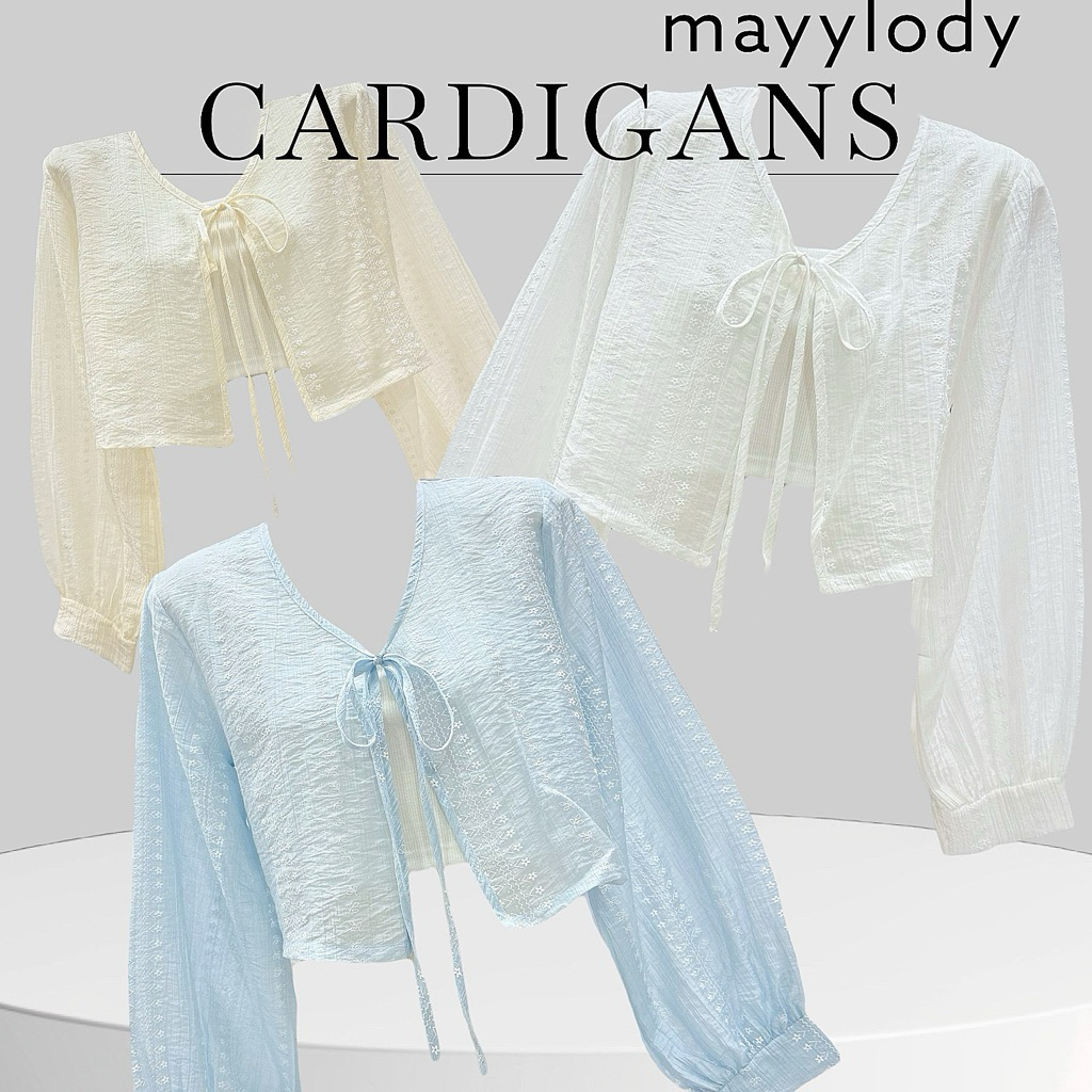 ❤️mayylody❤️ CARDIGANS  คาร์ดิแกน / เสื้อคลุม / เสื้อแขนยาว แขนพองตุ๊กตา ผ้าปักลายสวยแพงมาก 💓🪞🍰🌼 เสื้อแฟชั่น สไตล์เกาหลี