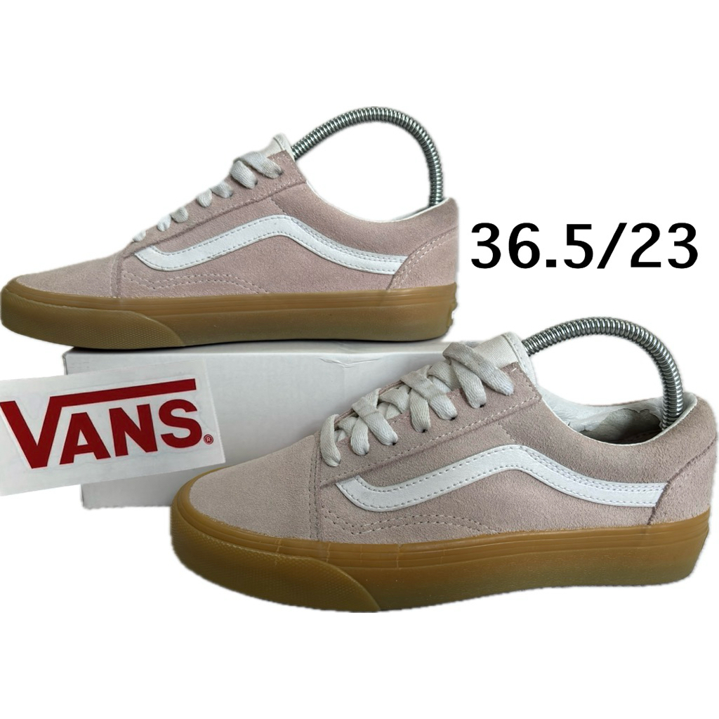 รองเท้า ผ้าใบ ตำหนิด้านในลอก sneaker มือสอง ขายตามสภาพ   รองเท้าหนังกลับสีชมพู VANS OLD SKOOL เบอร์3