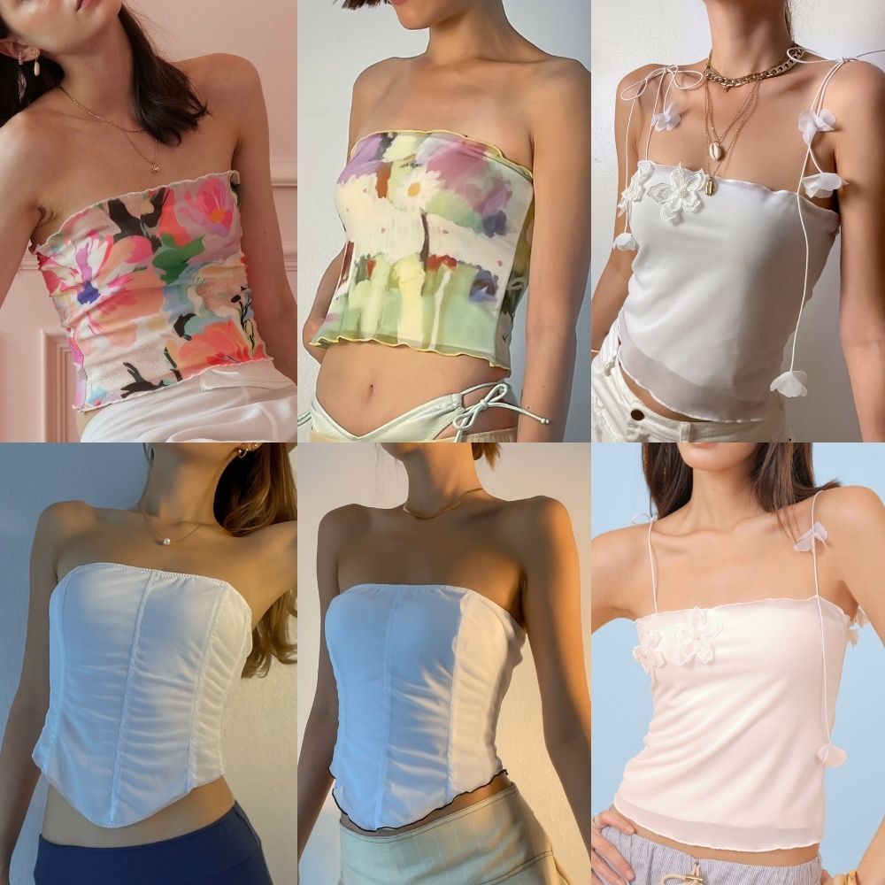 Try_yorata | Blursday Lettuce tube top,Corset ,Floral Top เสื้อเกาะอกแฟชั่น ลายดอก น่ารักๆ ใส่สบาย แ