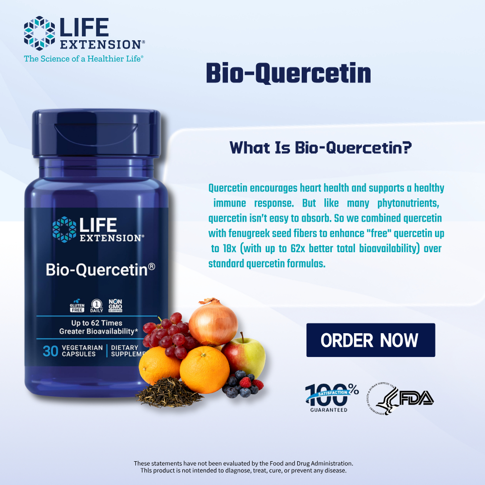 Life Extension Bio-Quercetin - 30 แคปซูลมังสวิรัติ, ไม่ใช่ยีนสังเคราะห์, ปราศจากกลูเทน, สูตรประจำวัน