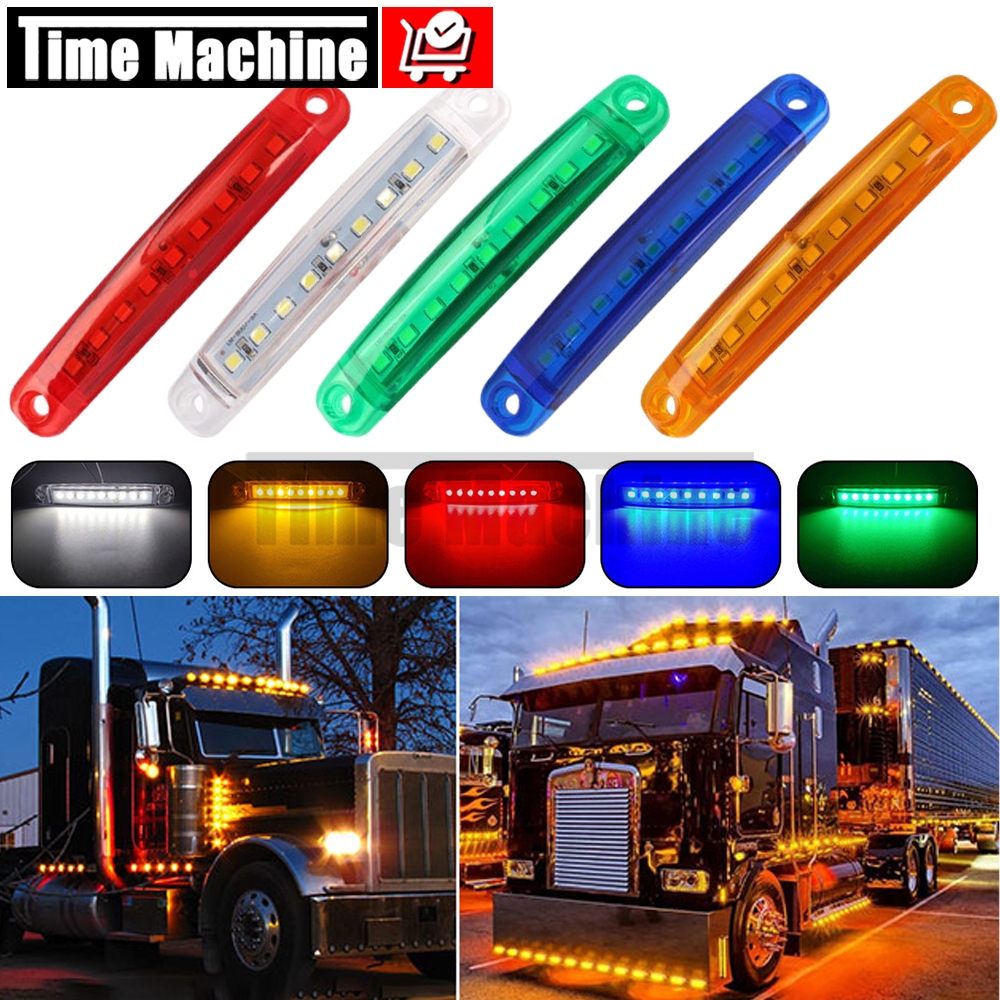 1ชิ้น ​​ไฟแถบ 9LED​​ ไฟติดข้างรถ​​ DC12-24Vไฟสัญญาณเตือน สีแดง/เหลือง/ขาว/ฟ้า/เขียว สำหรับรถยนต์/บรรทุก/มอเตอร์ไซค์/พ่วง