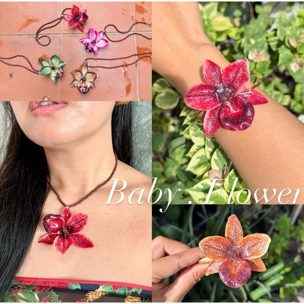 สร้อยคอดอกไม้ 🌿🤎 พร้อมส่ง ฟรีทุกวัน handmad 100%