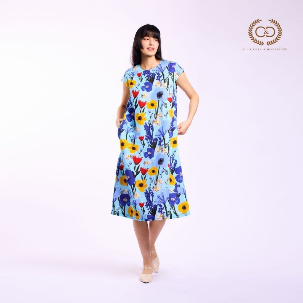 C&D Dress Wildflower เดรสเดรส สีฟ้า CBD2BU – โปรปัง