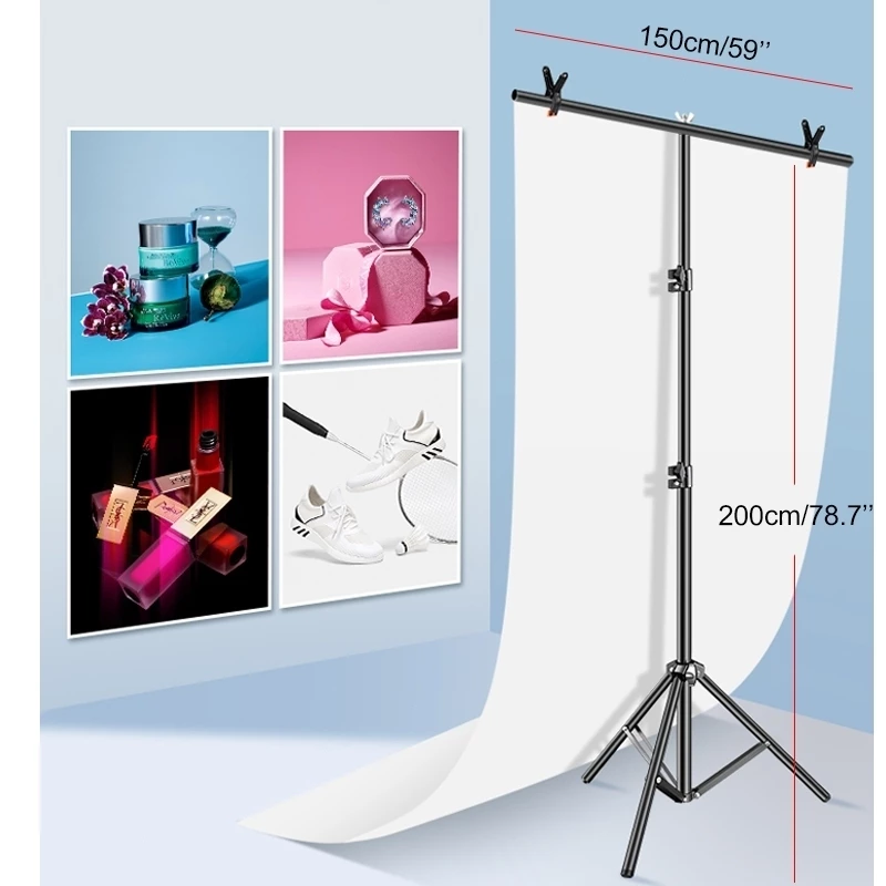 ขาตั้งพื้นหลังถ่ายภาพรูปตัว T 200x150 ซม พร้อมคลิปหนีบและกระเป๋า thumbnail 3