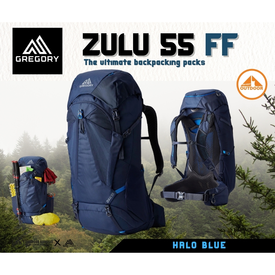 Gregory Zulu 55 FF #Halo Blue New เป้เดินป่าผู้ชาย ขนาด 55 ลิตร สีนำ้เงิน คุณภาพสูง
