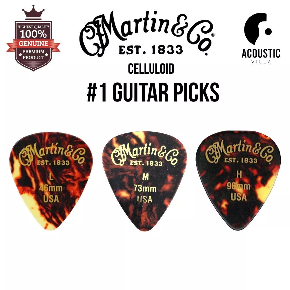 ปิ๊กกีตาร์ Martin #1 Guitar Pick สี Shell ลายกระ ทรงหยดน้ำ
