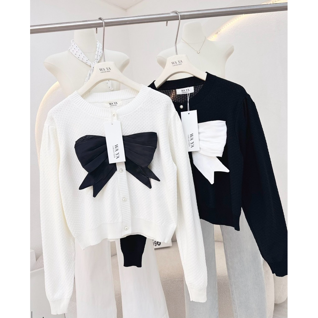 ✨ WAYA Collection 0906 ไหมพรมแขนยาวรุ่นมีโบว์ ✨