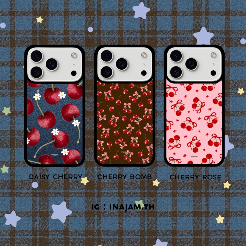 เคสไอโฟนลายเชอรี่โบว์แบรนด์ inajam Collection Cherry Bomb | Daisy Cherry | Cherry Rose