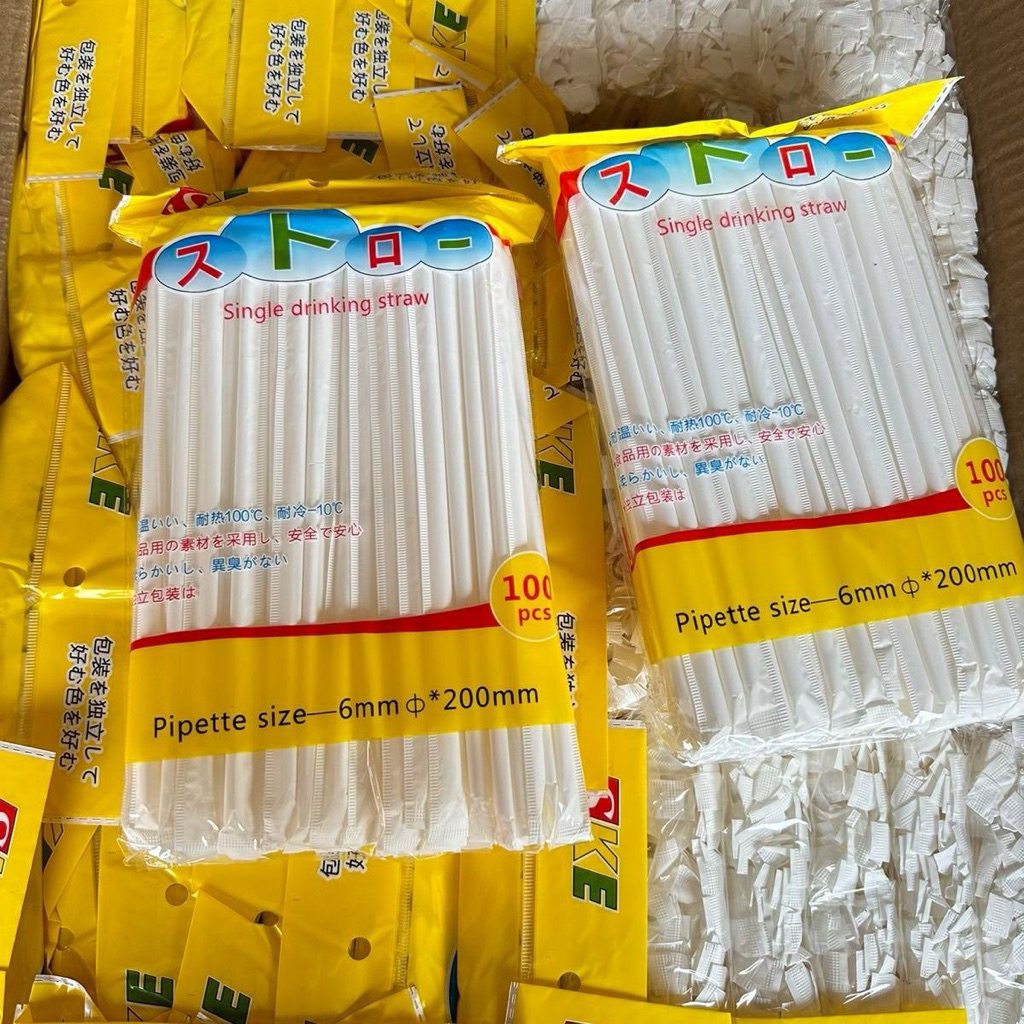 หลอดดูดน้ำหุ้มกระดาษแพ็ค 100 ชิ้นยกโหล 12 แพ็ค ใช้แล้วทิ้ง