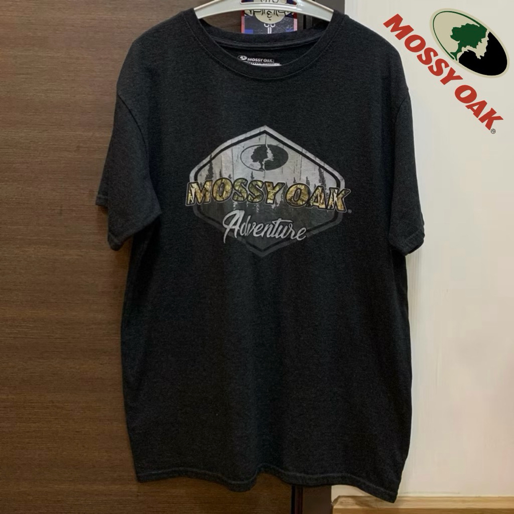เสื้อยืดป่าไม้ MOSSY OAK สีดำ ไซส์ L อก 46 นิ้ว ยาว 28 นิ้ว  made in Pakistan 🇵🇰