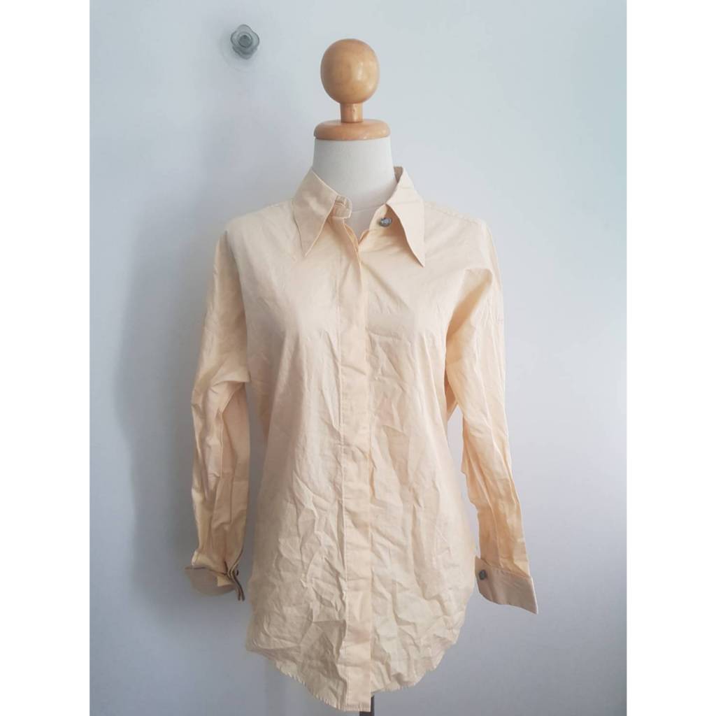 BRB-15เสื้อเชิ้ตผ้าคอตตอนสีเหลืองครีมแต่งกระดุม Federico 44/29
