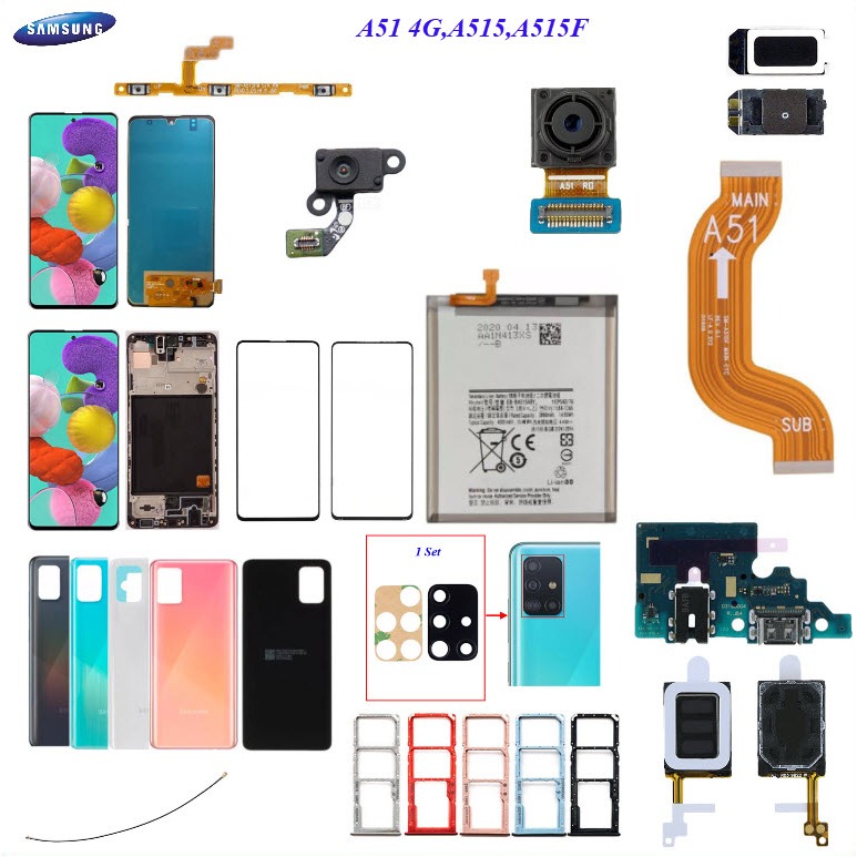 อะไหล่มือถือ Samsung A51 4G,A515,A515F/สายแพร/ลำโพงหูฟัง/กระดิ่ง/ฝาหลัง/ถาดซิม/กระจกเลนส์กล้อง/แบต EB-BA515ABY
