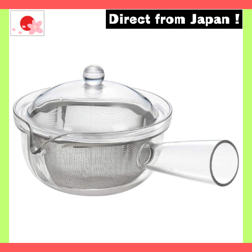 【Japan Original】Clear Teapot W25 – Heat-Resistant Glass Kyusu with Stainless Mesh Filter