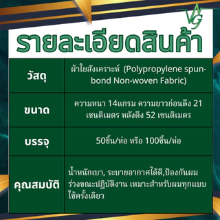หมวกตัวหนอน หมวกคลุมผม Bouffant Cap ใส่สบาย ระบายดี หนา14g ยาว21เซน 50ชิ้น 100ชิ้น สีเขียว ฟ้า ขาว ชมพู ดำ