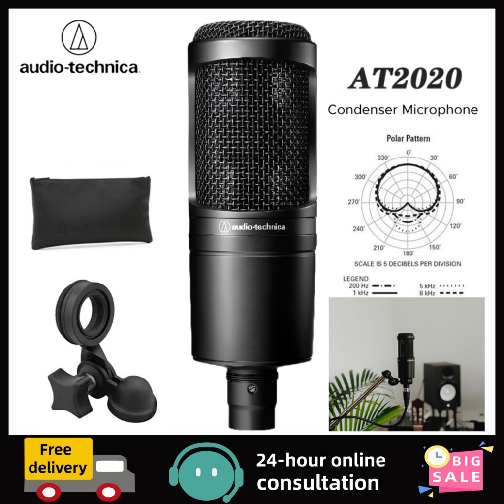【การจัดส่งที่รวดเร็ว】 Audio-Technica AT2020 Condenser Studio XLR ไมโครโฟน