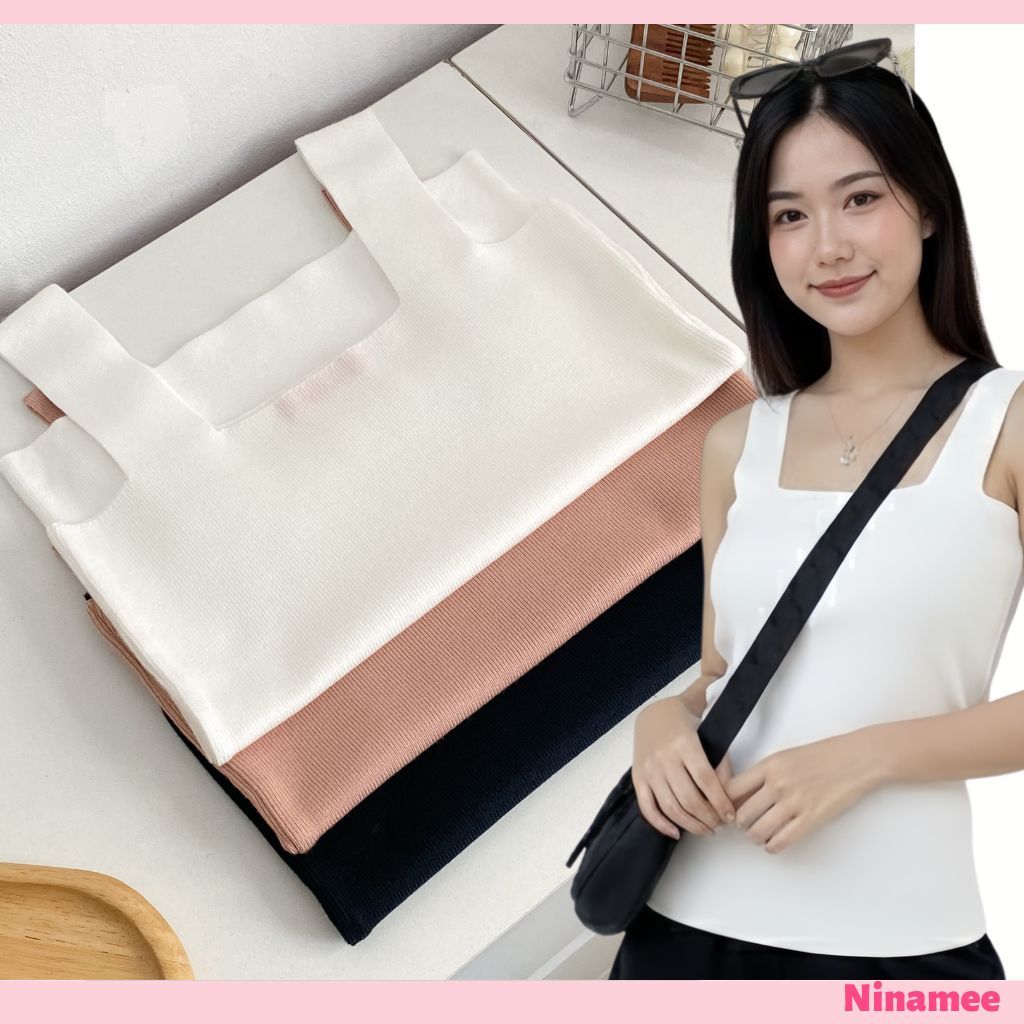 🍒Ninamee มาใหม่ เสื้อกล้ามคอเหลี่ยมรุ่นเต็มตัว อก28-40 นิ้ว เสื้อกล้ามไหมพรมคุณภาพดี เป็นทรง #CL01