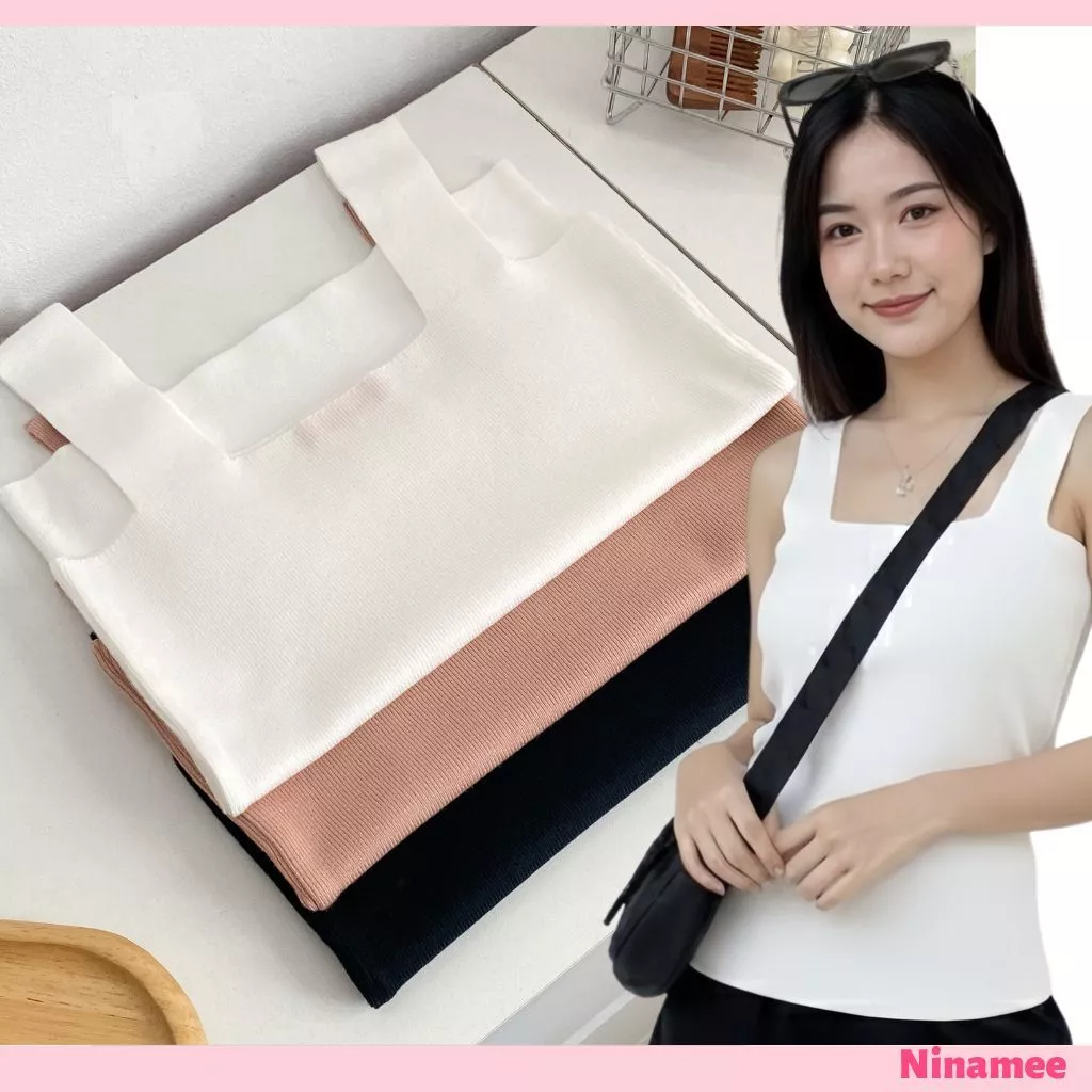 🍒Ninamee มาใหม่ เสื้อกล้ามคอเหลี่ยมรุ่นเต็มตัว อก28-40 นิ้ว เสื้อกล้ามไหมพรมคุณภาพดี เป็นทรง #NN43