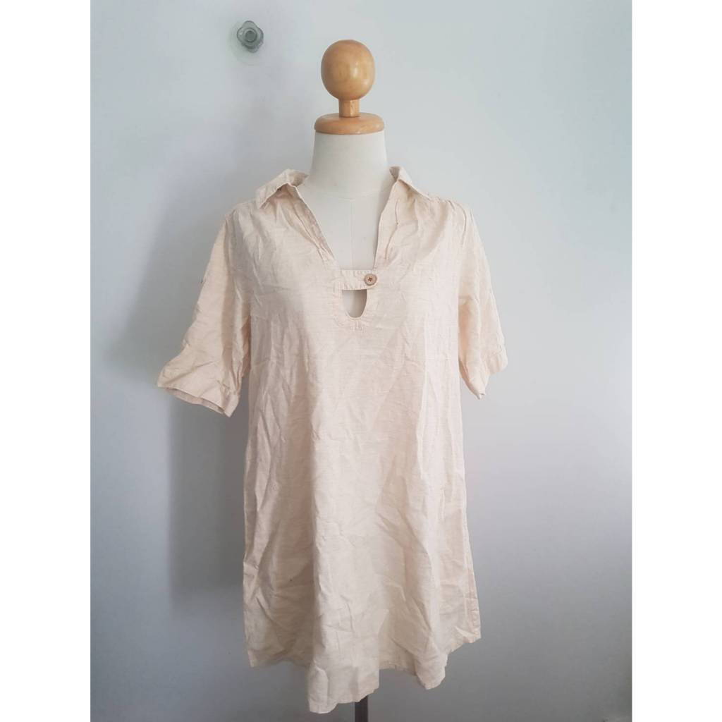 BRB-14เสื้อตัวยาวผ้าคอตตอนมีกระเป๋าล้วง  Hechirasa L 42/29