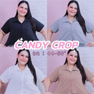 [ ส่งฟรี 🔥 ] A342/A442 Candy Crop เสื้อครอปแขนสั้นสาวพลัสไซส์ ครอปสาวอวบ (อก : 46-60“)