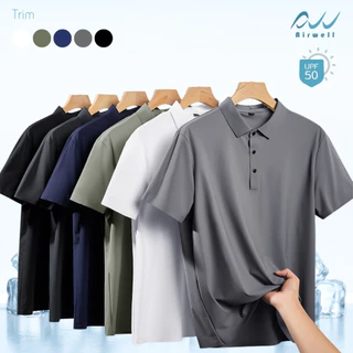 AIRWELL เสื้อยืดคอปก ติดแอร์ รุ่น TRIM ลายตาราง กันUV ใส่สบาย ไม่ต้องรีด ตัดเย็บอย่างดี เย็นกว่าเสื้อทั่วไปถึง-8 ํc