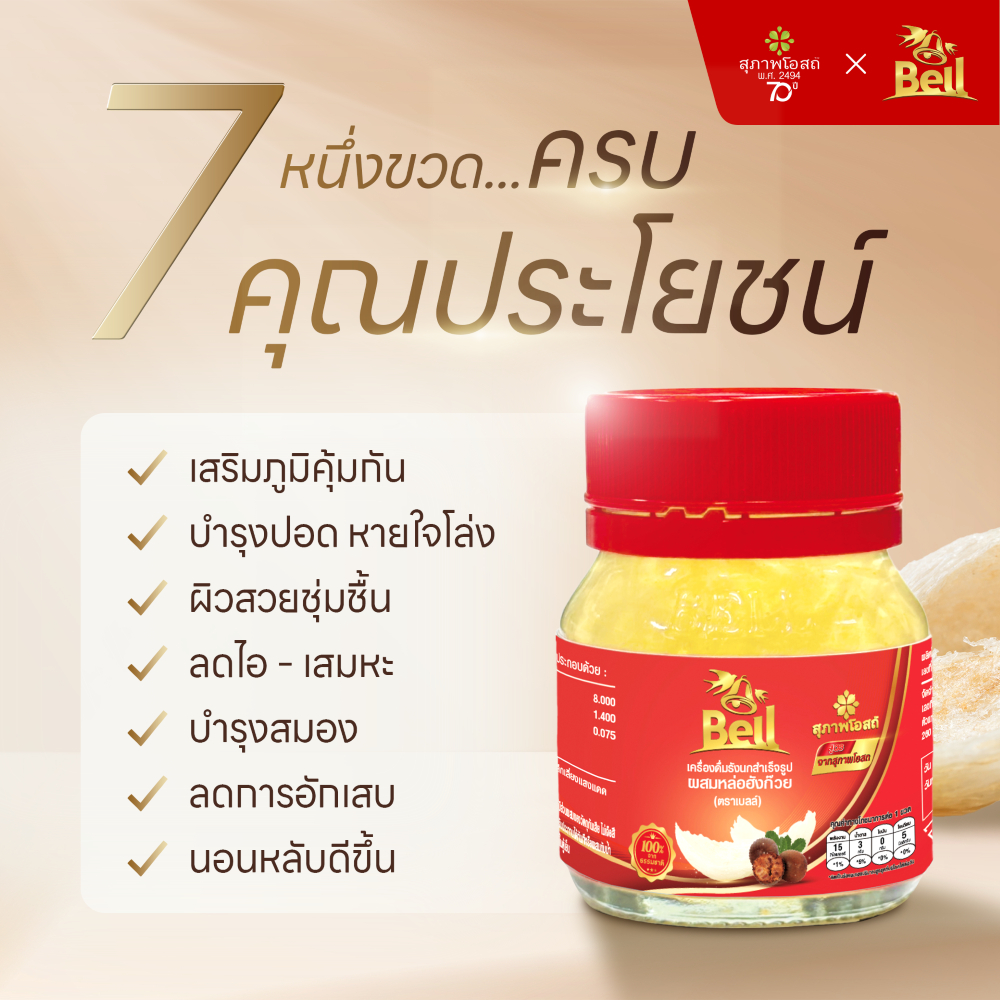 [รวมเซ็ต] สุภาพโอสถ Bell รังนก สูตรหล่อฮังก๊วย  แพ็คละ 6 ขวด - รูปที่ 5