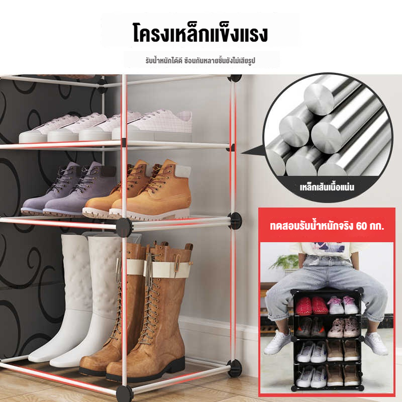 ตู้ใส่รองเท้า PVC ชั้นวางรองเท้า ตู้วางรองเท้า พลาสติกแข็ง เปิดฝาด้านหน้า กันแมลง กันน้ำได้ระดับนึง ประตูใส ราคา ถูกที่สุด ดีลบีเคเค แกลเลอรีภาพที่ 8