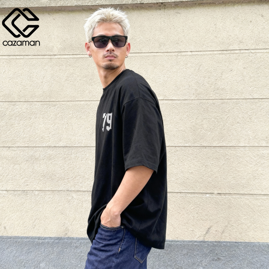 CAZAMAN เสื้อยืดOVERSIZE เสื้อยืด เสื้อยืดสำหรับผู้ชาย แขนสั้นใส่สบาย C256223 - รูปที่ 4