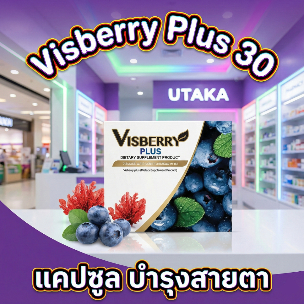 Uta  Visberry Plus 30 วิสเบอร์รี่ พลัส บำรุงสายตา วิตามินบำรุง