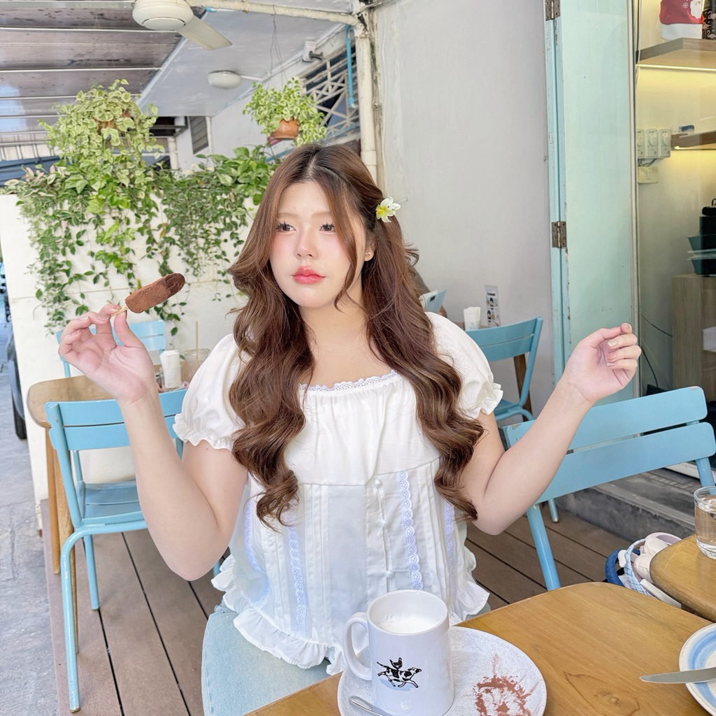 Chubbygirlbkk - Olivia litaly top 🍃🪽เสื้อสาวอวบน่ารักแมชง่าย ผ้าไหมเกาหลีใส่สบาย