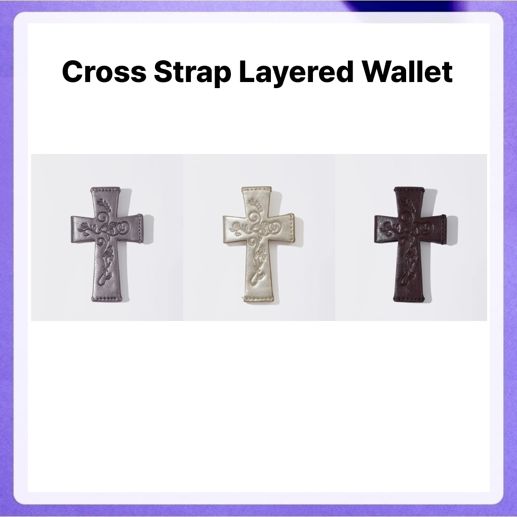 Sculptor Cross Strap Layered Wallet (Gold, Red Brown, Metal Purple) – โปรปัง