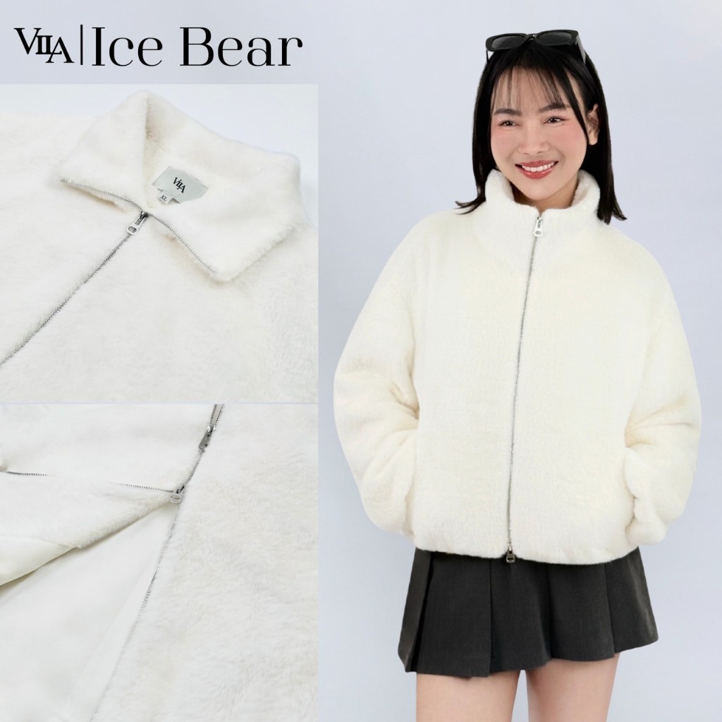 VILA | ICE BEAR VL116 เสื้อแขนยาวซิปหน้าขนนุ่ม