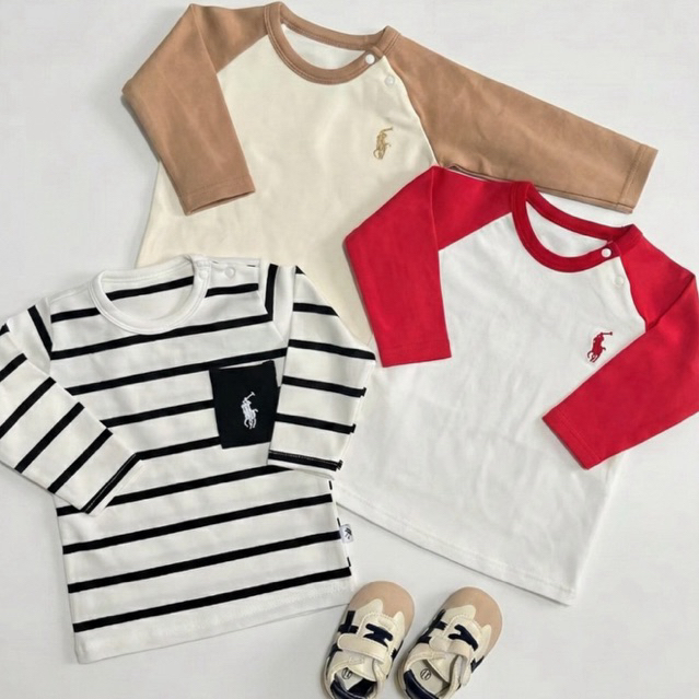 เสื้อเด็กแขนยาว ปักโลโก้ Ralph Lauren Polo ผ้านุ่ม กันหนาว ใส่สบาย